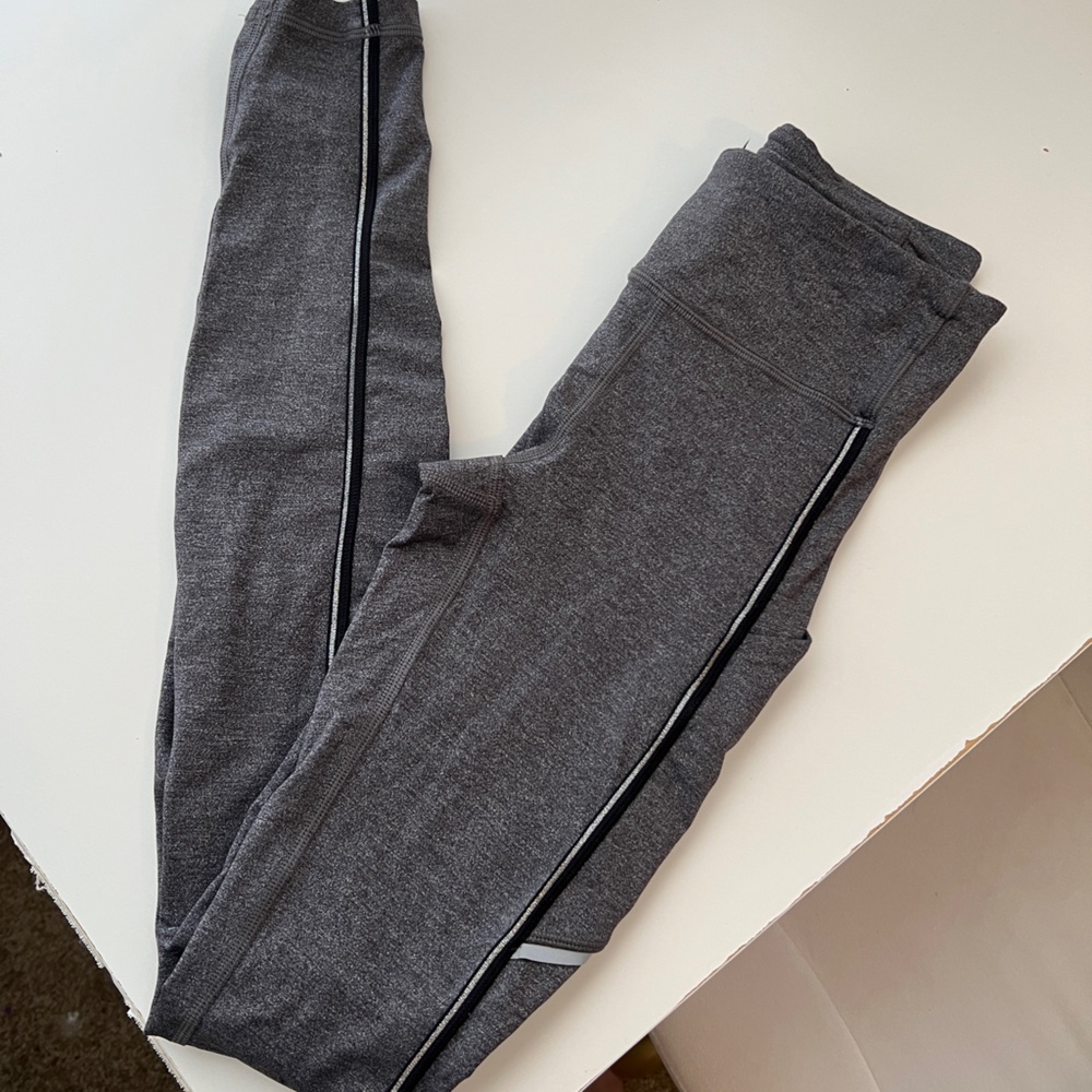 Lululemon Drawcord Waist Leggings - Dark Grey with Slight Glitter Detail